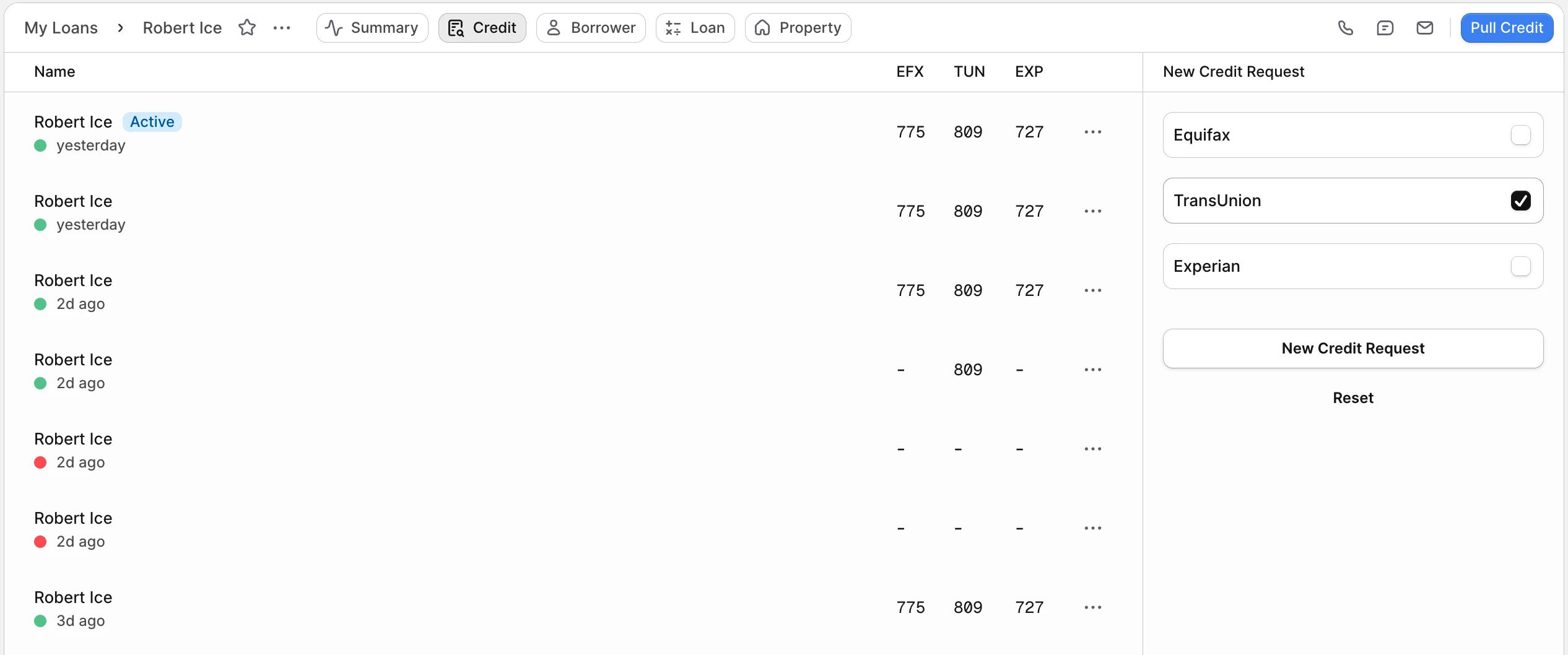 Credit pull improvements